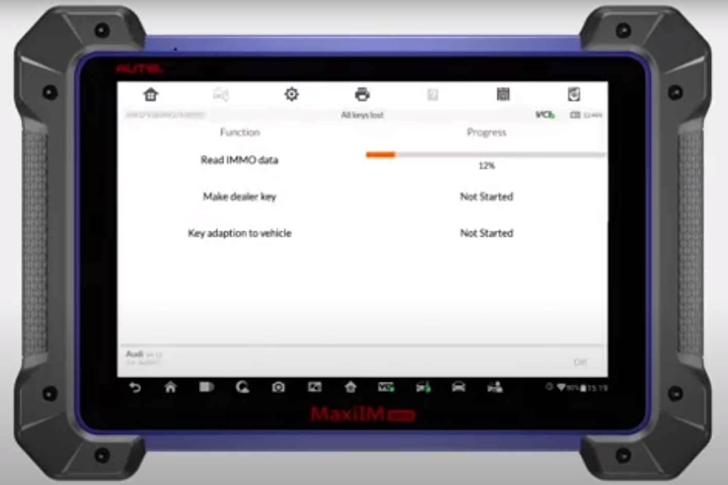 Autel IM608 IMMO data screen