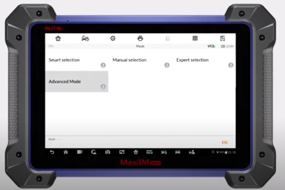Autel IM608 advanced mode screen